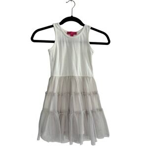 Girls Betsey Johnson Jersey and Tulle Dress Cream Size 6X